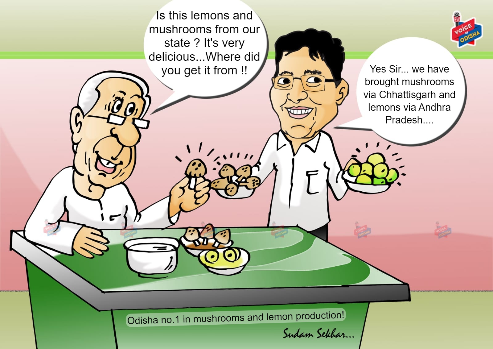 Odisha no.1 producer of lemons and mushrooms cartoon