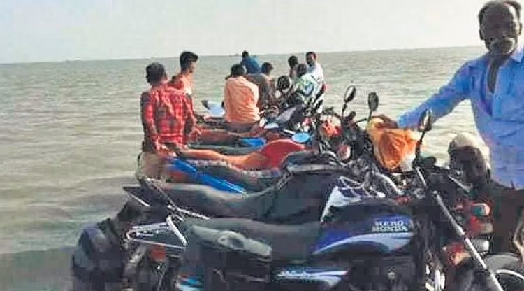 Ferry boat stuck at Chilika Lake