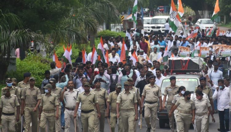 Odisha state Congress stages protest over price rise, unemployment and GST hike