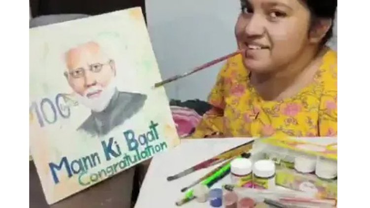 PM shares painting on 100 Episodes of Mann Ki Baat by divyang woman