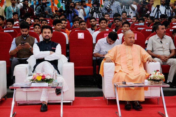 Anurag Thakur and Yogi Adityanath launch the Khelo India University Games in Lucknow today