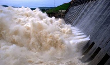 Hirakud Dam Opens twelve More Sluice Gates