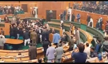 Chaos erupted in the J&K Assembly when Engineer Rashid's brother displayed a banner regarding Article 370, resulting in clashes between the BJP and the NC.